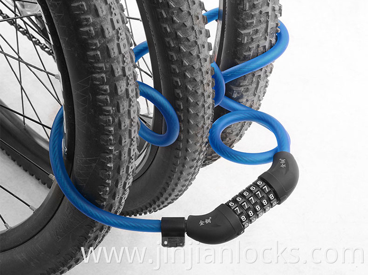 Factory supply PVC steel bicycle bike spiral matte cable lock 5 number digital combination lock for bike